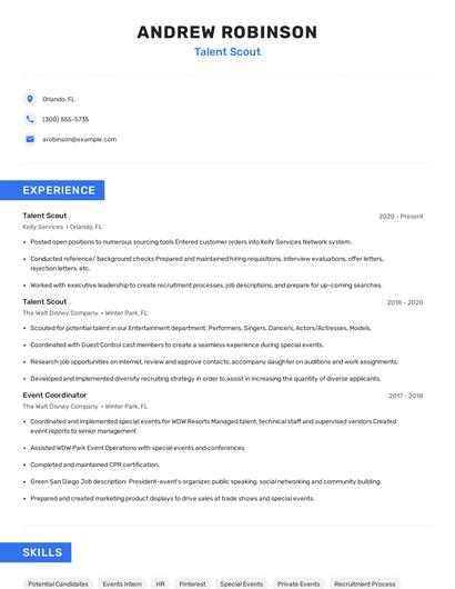 Talent Scout Resume