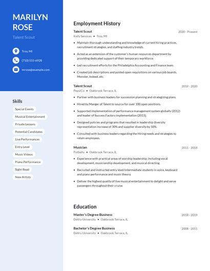 Talent Scout Resume