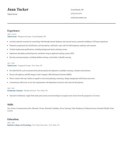 Talent Scout Resume