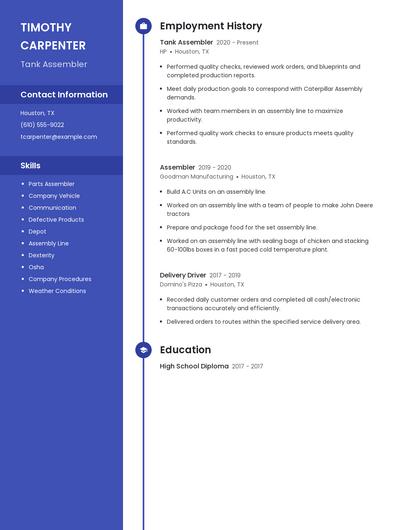 Tank Assembler Resume
