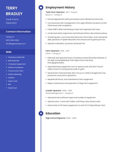 Tank Farm Operator Resume