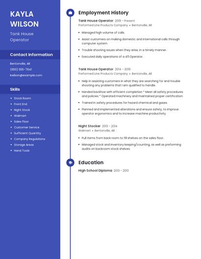 Tank House Operator Resume