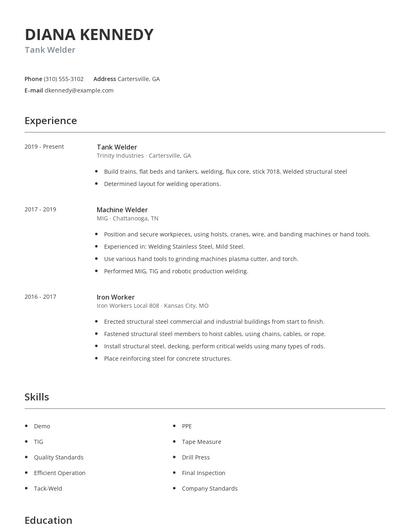 Tank Welder Resume