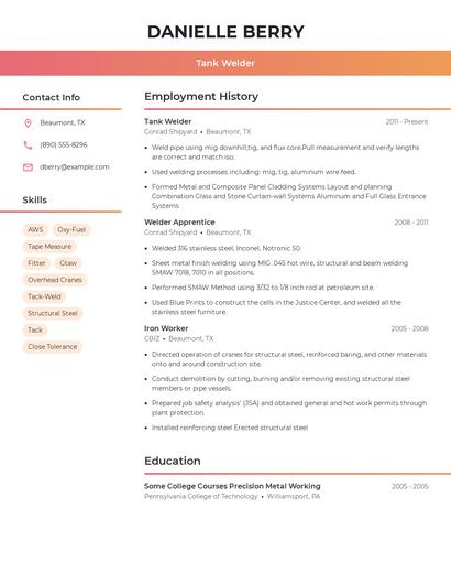 Tank Welder Resume