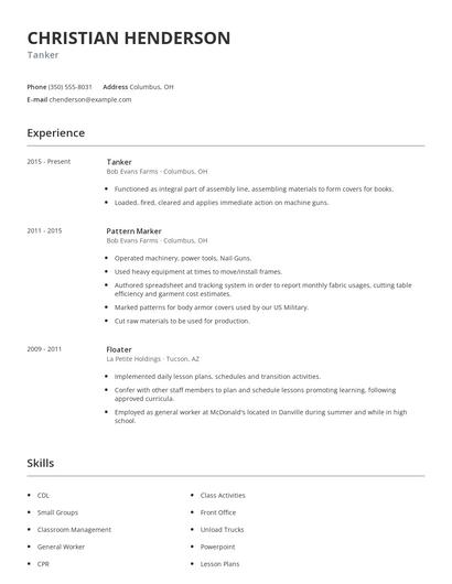 Tanker Resume