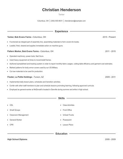 Tanker Resume