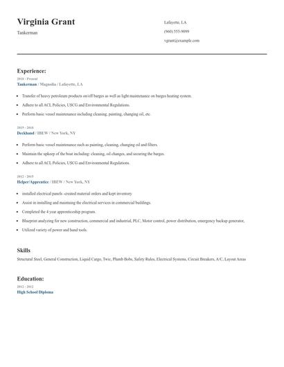 Tankerman Resume