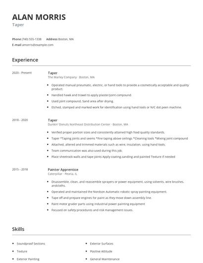 Taper Resume