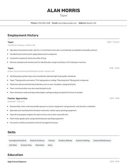 Taper Resume