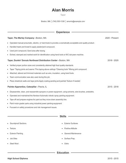 Taper Resume