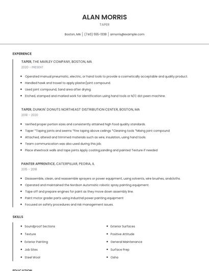 Taper Resume