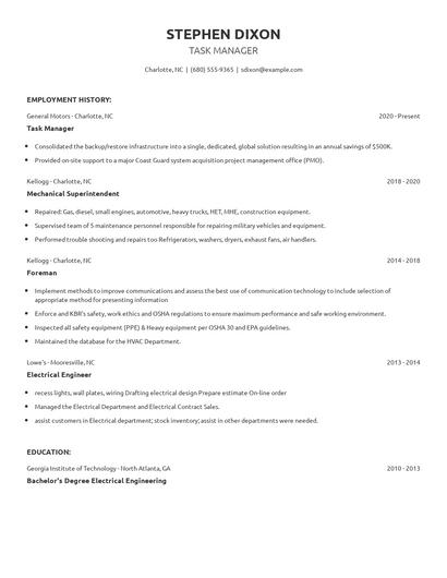 Task Manager Resume