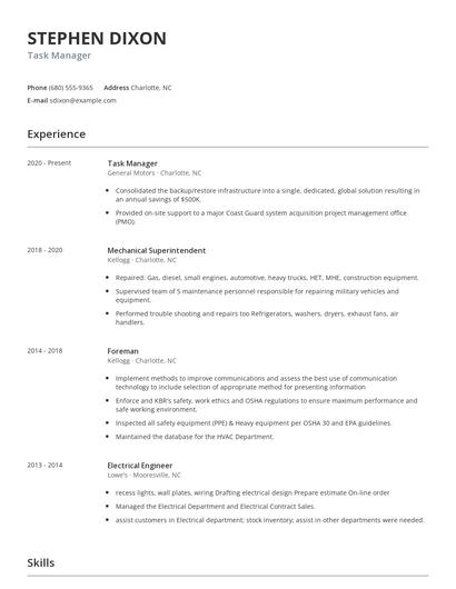 Task Manager Resume