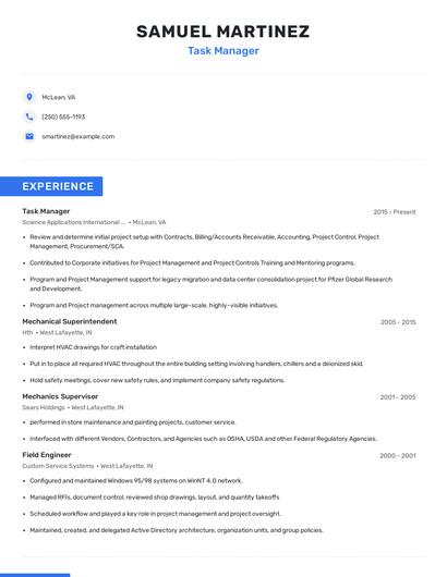 Task Manager Resume