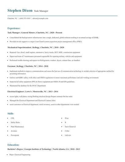 Task Manager Resume
