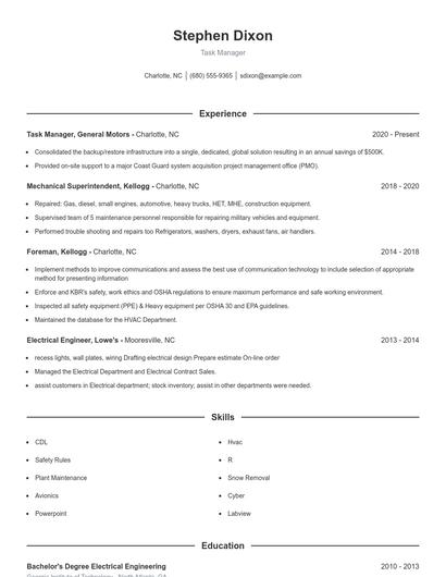 Task Manager Resume