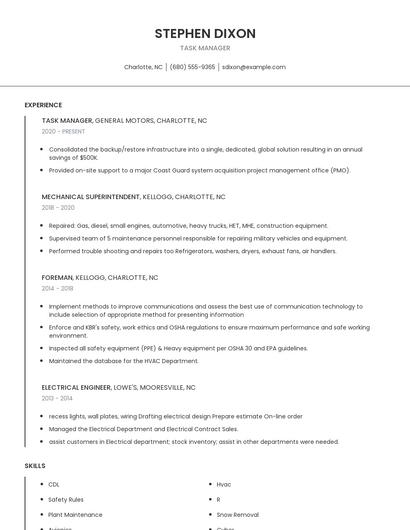 Task Manager Resume