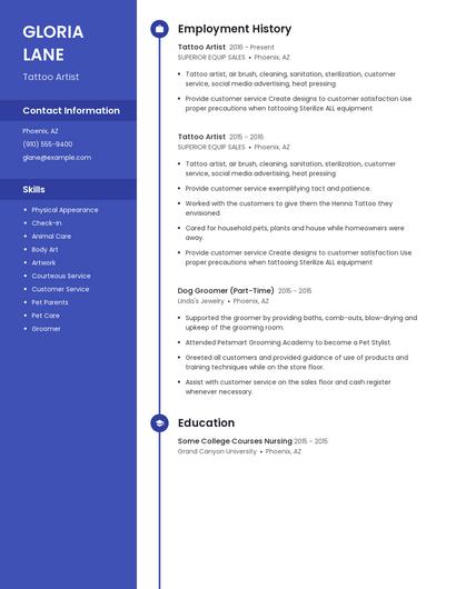 Tattoo Artist Resume
