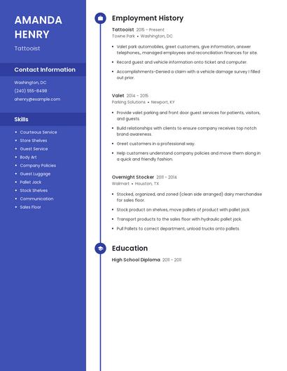 Tattooist Resume