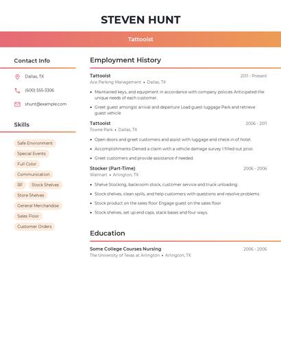 Tattooist Resume