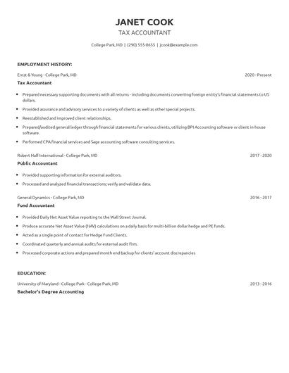 Tax Accountant Resume