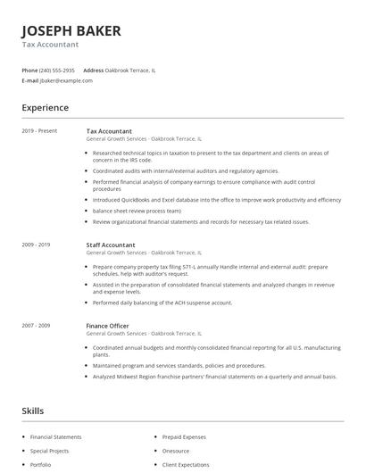 Tax Accountant Resume