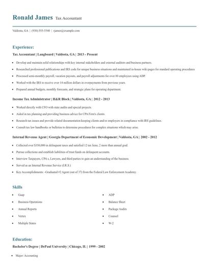 Tax Accountant Resume