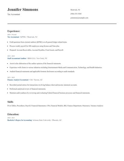 Tax Accountant Resume