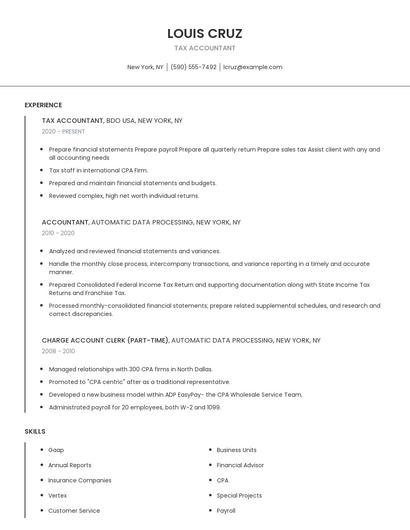 Tax Accountant Resume