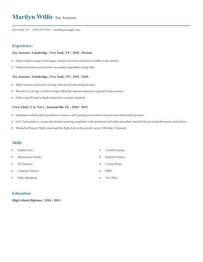 Tax Assessor Resume