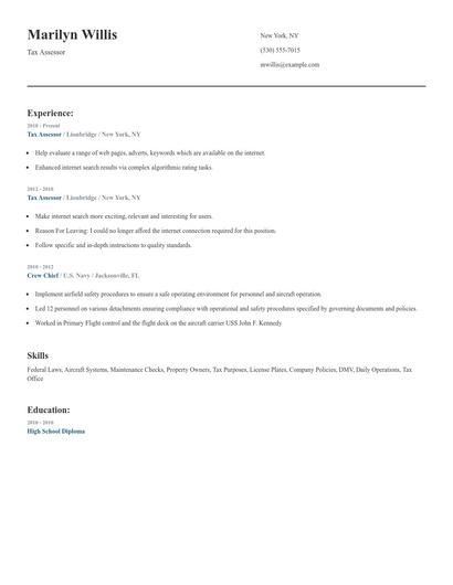 Tax Assessor Resume