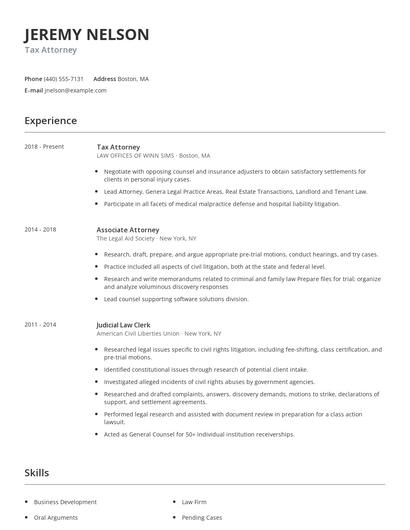 Tax Attorney Resume