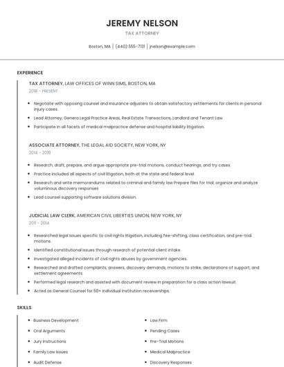 Tax Attorney Resume
