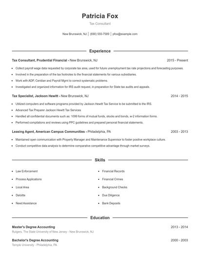 Resume example 1