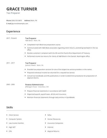 Tax Preparer Resume