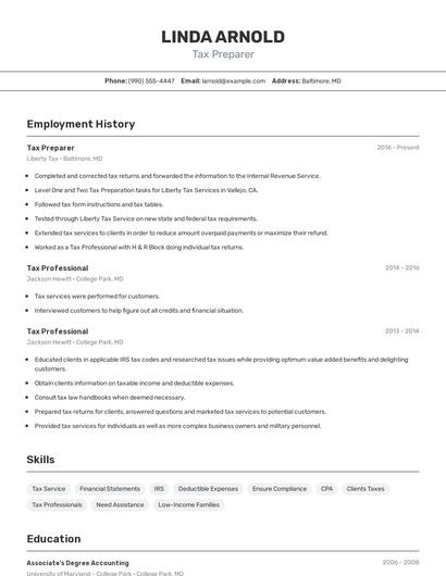 Tax Preparer Resume