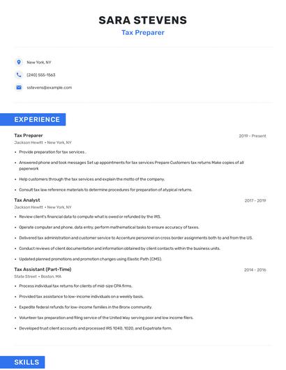 Tax Preparer Resume