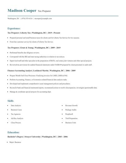 Tax Preparer Resume
