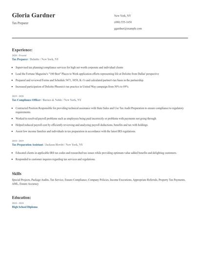 Tax Preparer Resume