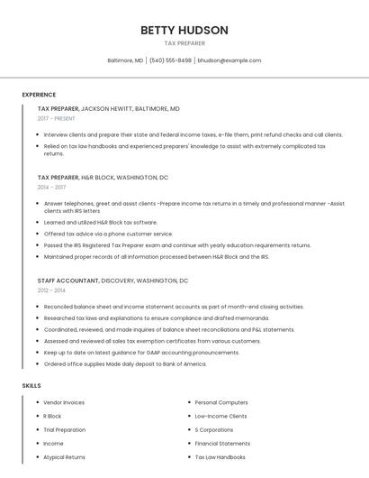 Tax Preparer Resume