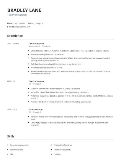 Tax Professional Resume