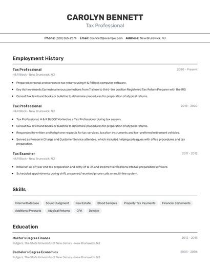 Tax Professional Resume