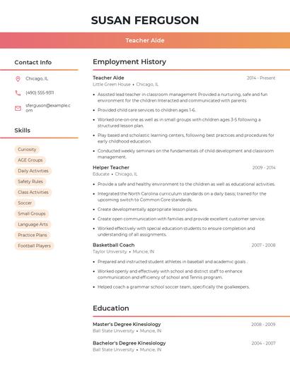 Teacher Aide Resume
