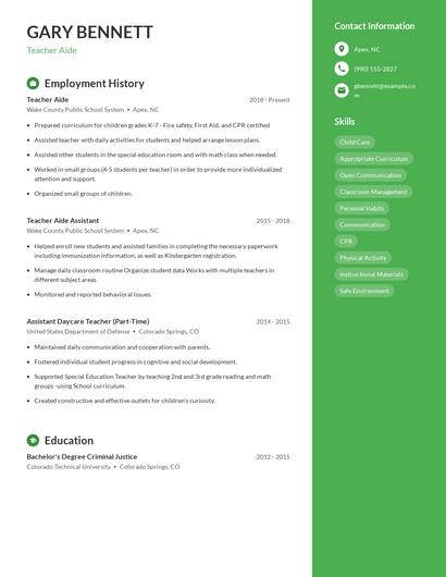 Teacher Aide Resume