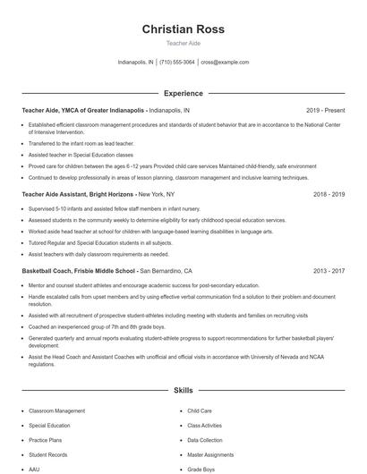 Teacher Aide Resume