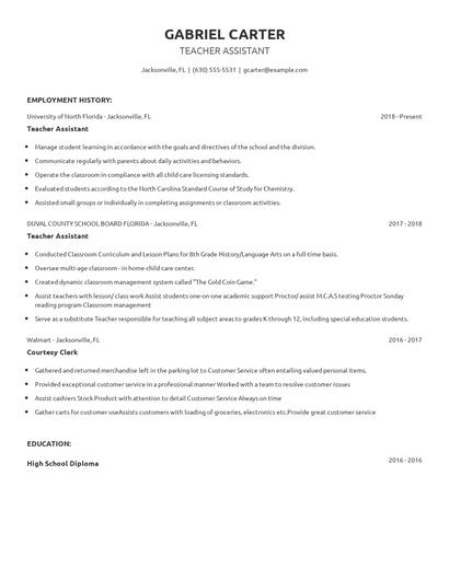 Teacher Assistant Resume
