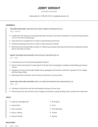 Teacher Assistant Resume