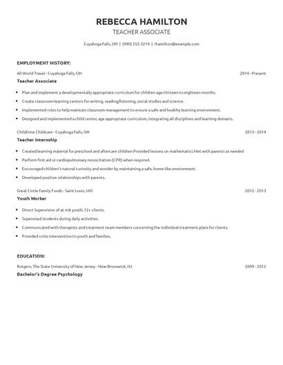 Teacher Associate Resume