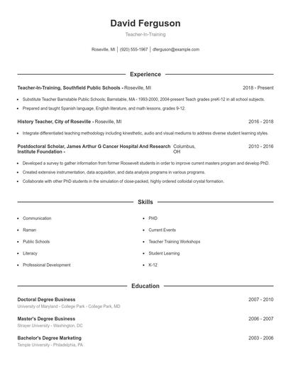 Resume example 1