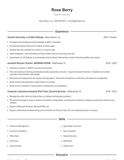 Resume example 1